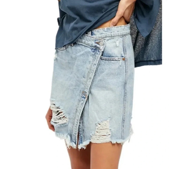 NWT Free People Parker Wrap Denim Skirt - Picture 3 of 9